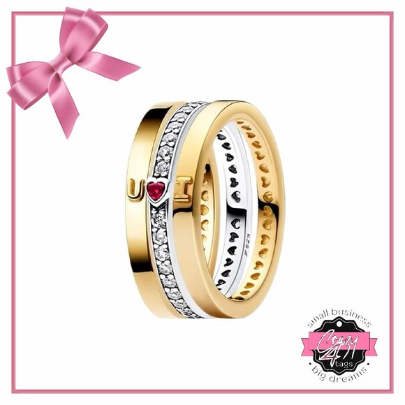 Pandora Jewelry - “Love U” Rings Trio in Size 8